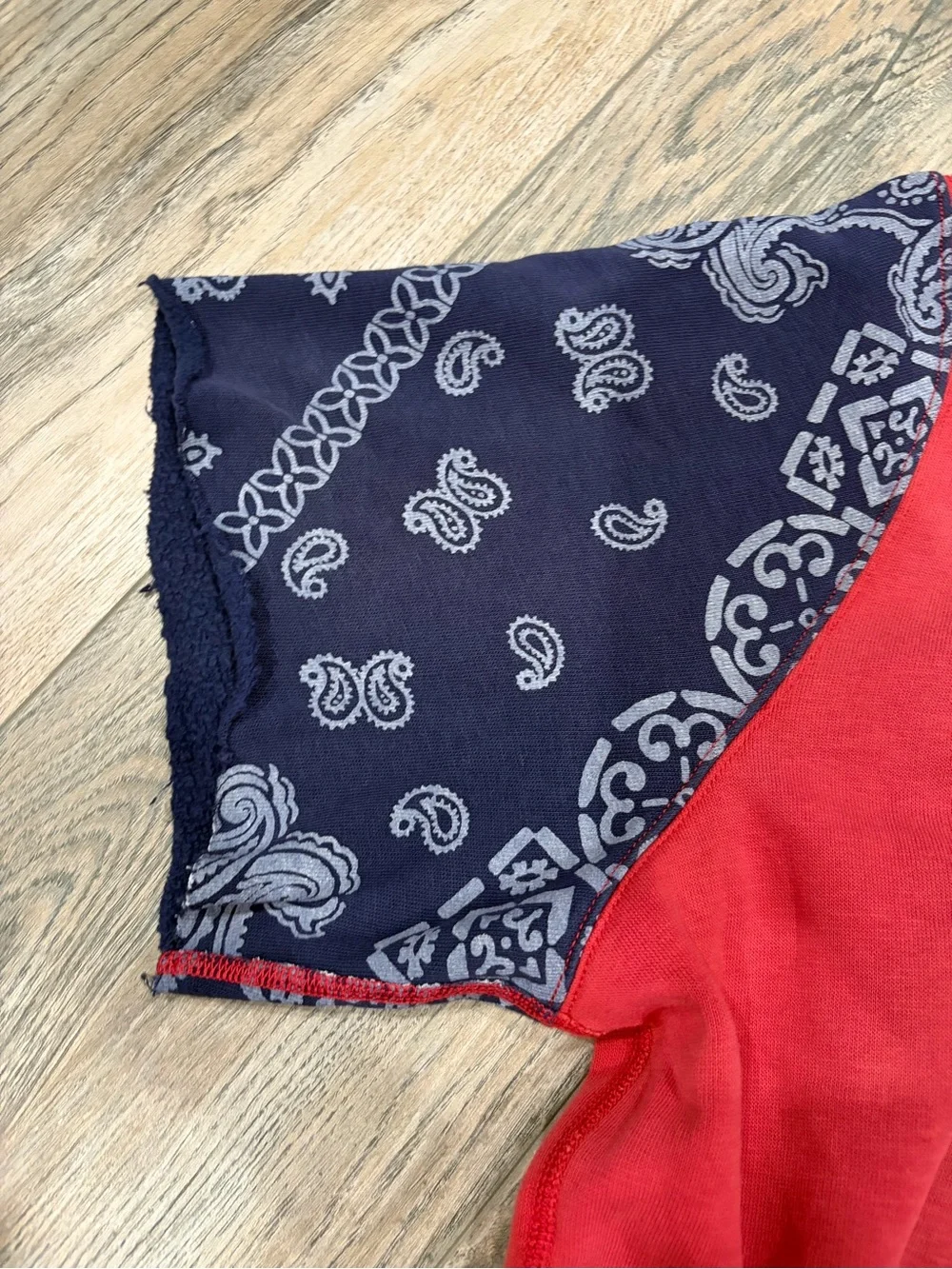 Ralph Lauren Red Hoodie with Navy Bandana Accents